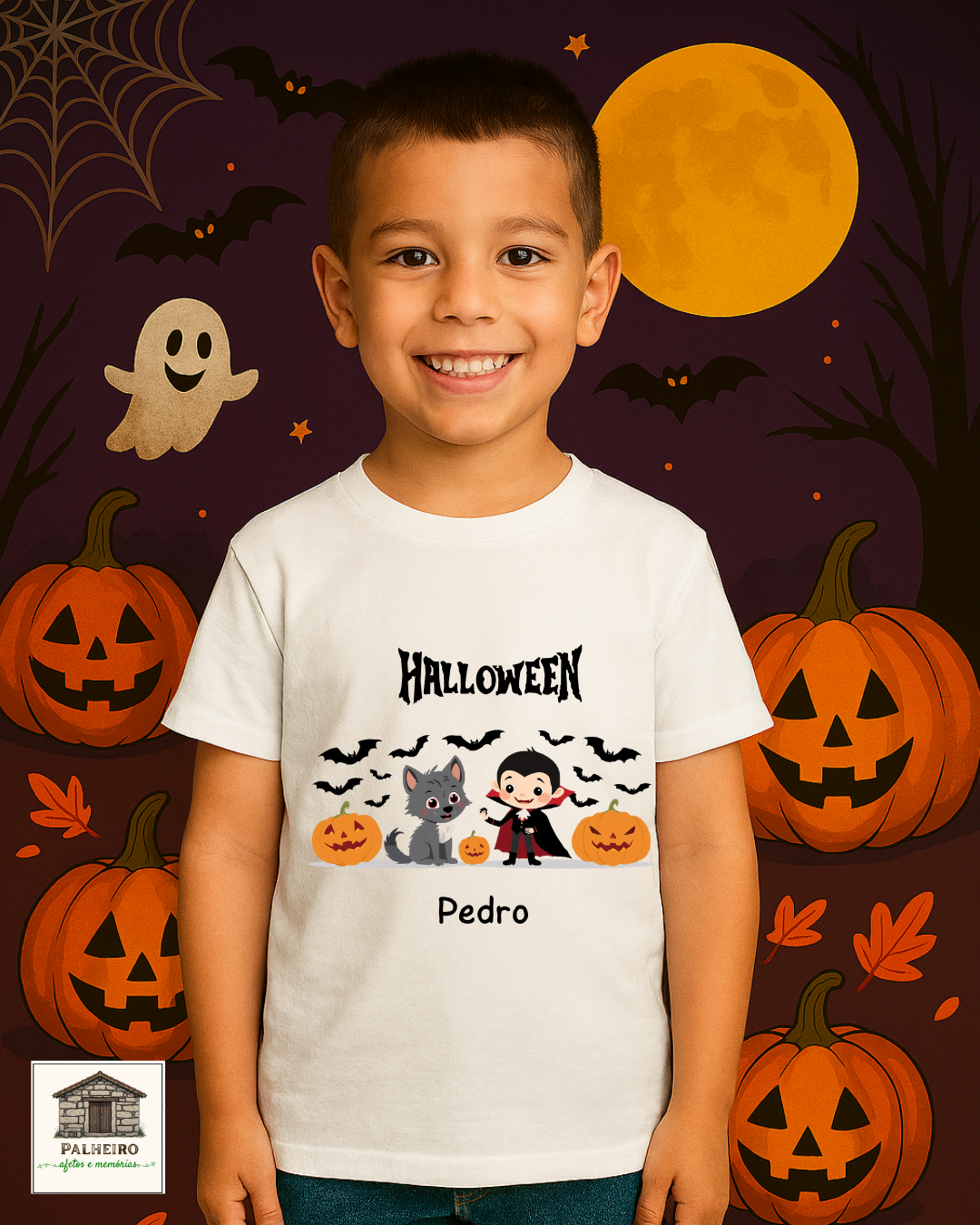 T-shirt - Halloween - Vampirinho & Lobinho